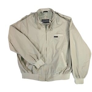 Vintage Members Only Jacket Men's L Beige Full Zip Bomber 80s 90s Classic *MINT*